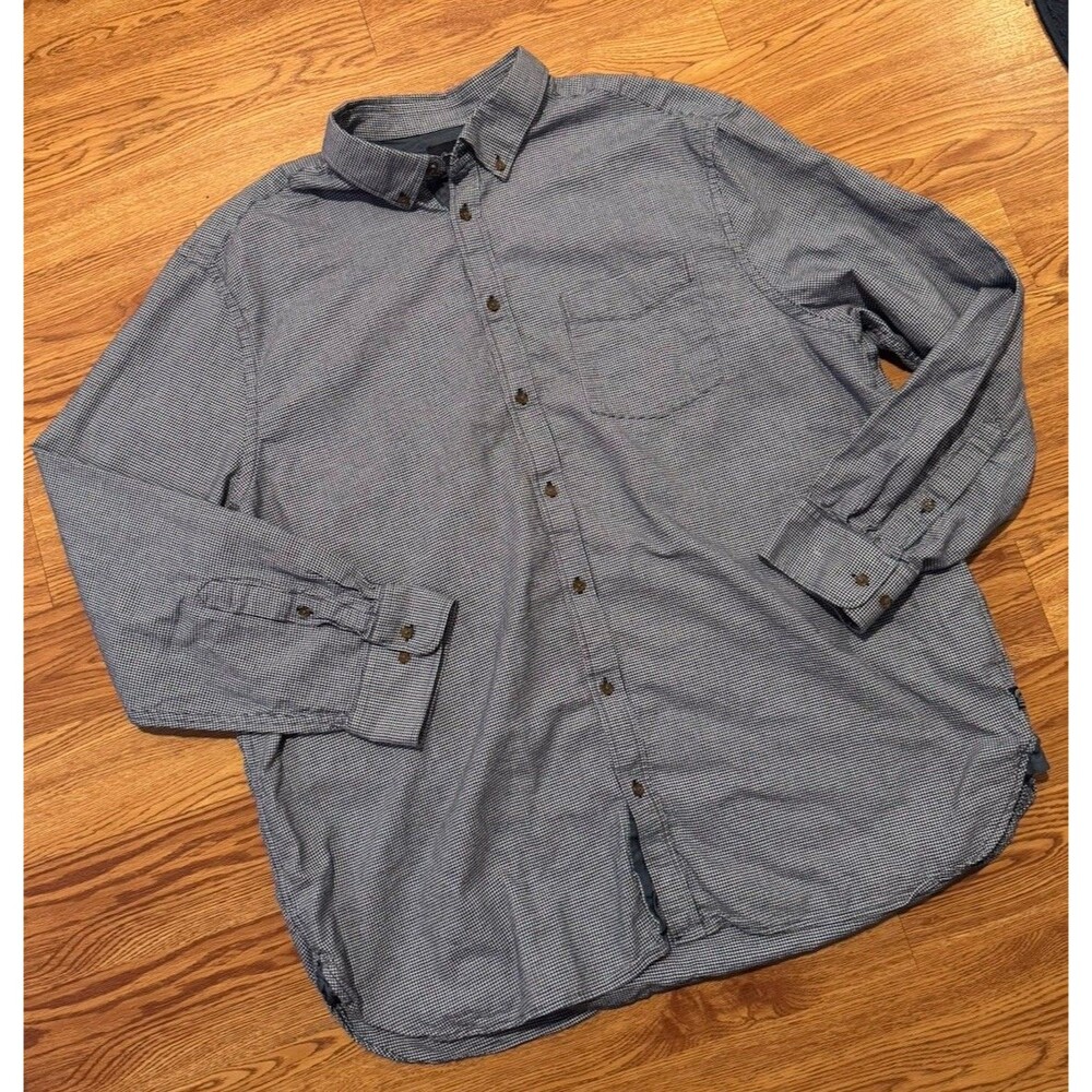 Christian Berg Cozy Flannel Shirt 3XL Cotton Button Down Mini Houndstooth Blue